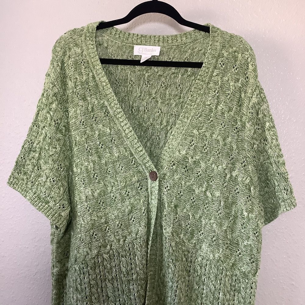 Green Cotton Preppy Knitted Cottagecore Fairy Earthy Oversized Knit Cardigan 3X - Picture 2 of 6